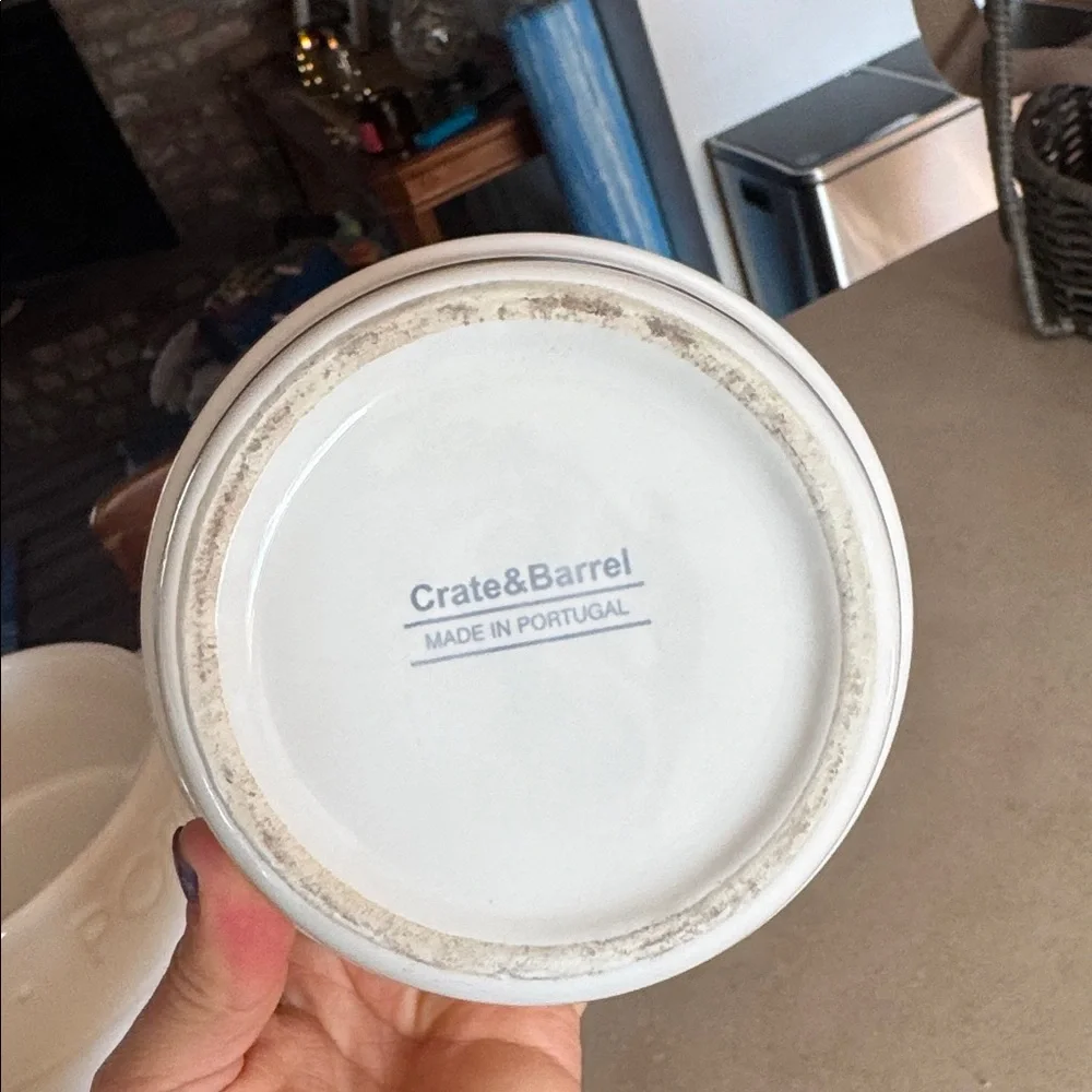 Crate&Barrel White Ceramic Popcorn Bowls | Set of 2